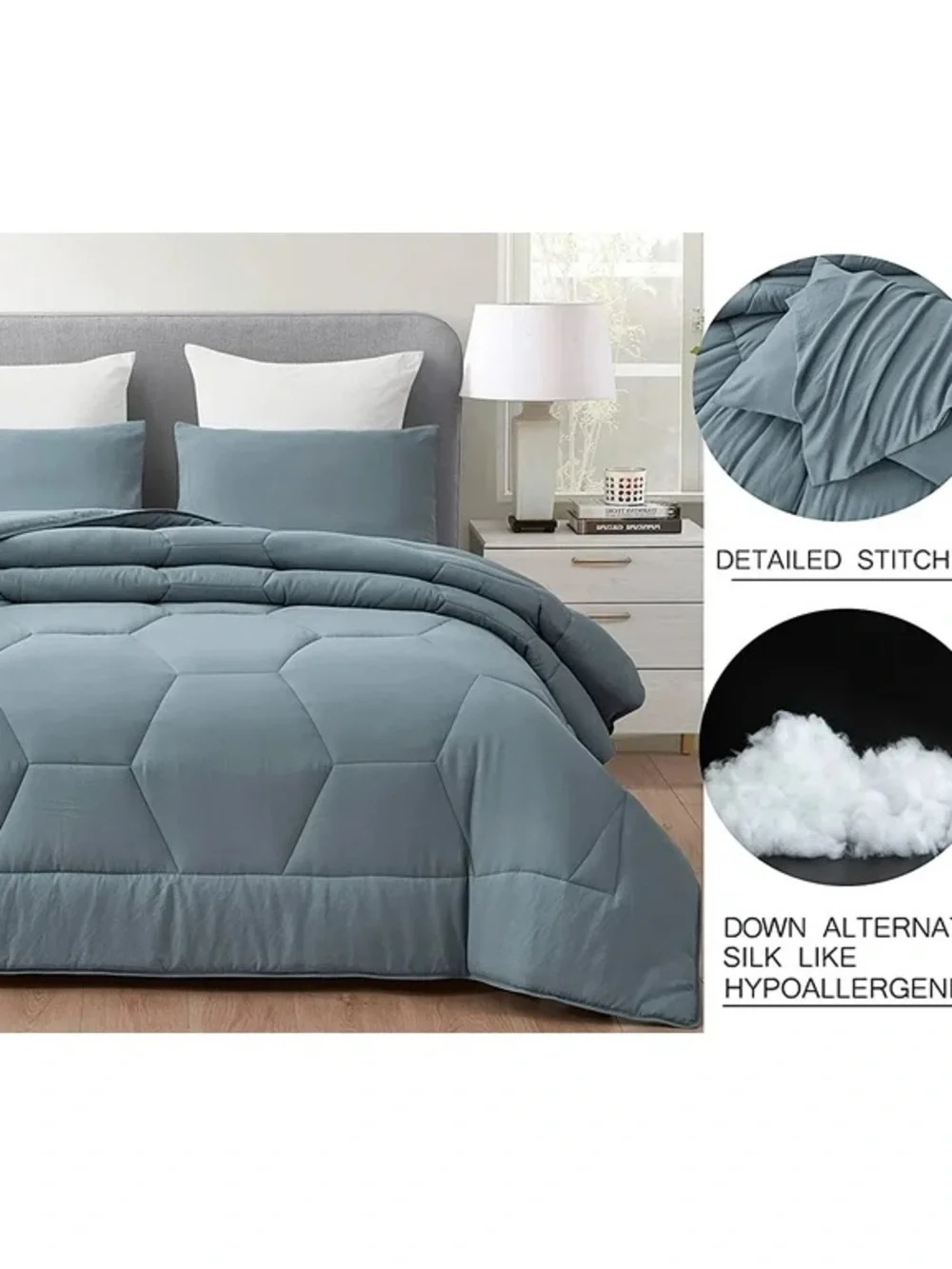 Light Blue Cozy Microfiber Full 3 piece  Comforter Set